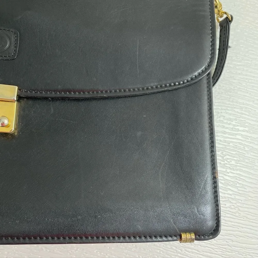 Vintage Trento Briefcase Black Leather Messenger Satchel Bag Carry Handle Strap‎